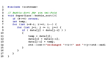 Beispiel mit farbig markietrem Code